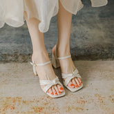 Sandalias francesas gruesas de verano con punta cuadrada para mujer